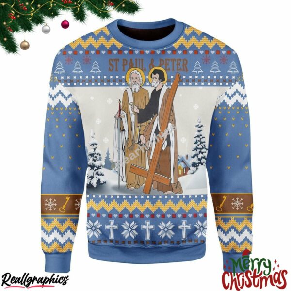 saints paul and peter christmas ugly sweatshirt sweater 1 ekczot