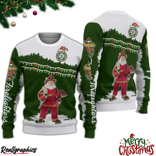 santa firefighter christmas ugly sweatshirt sweater 1 qjcbyy