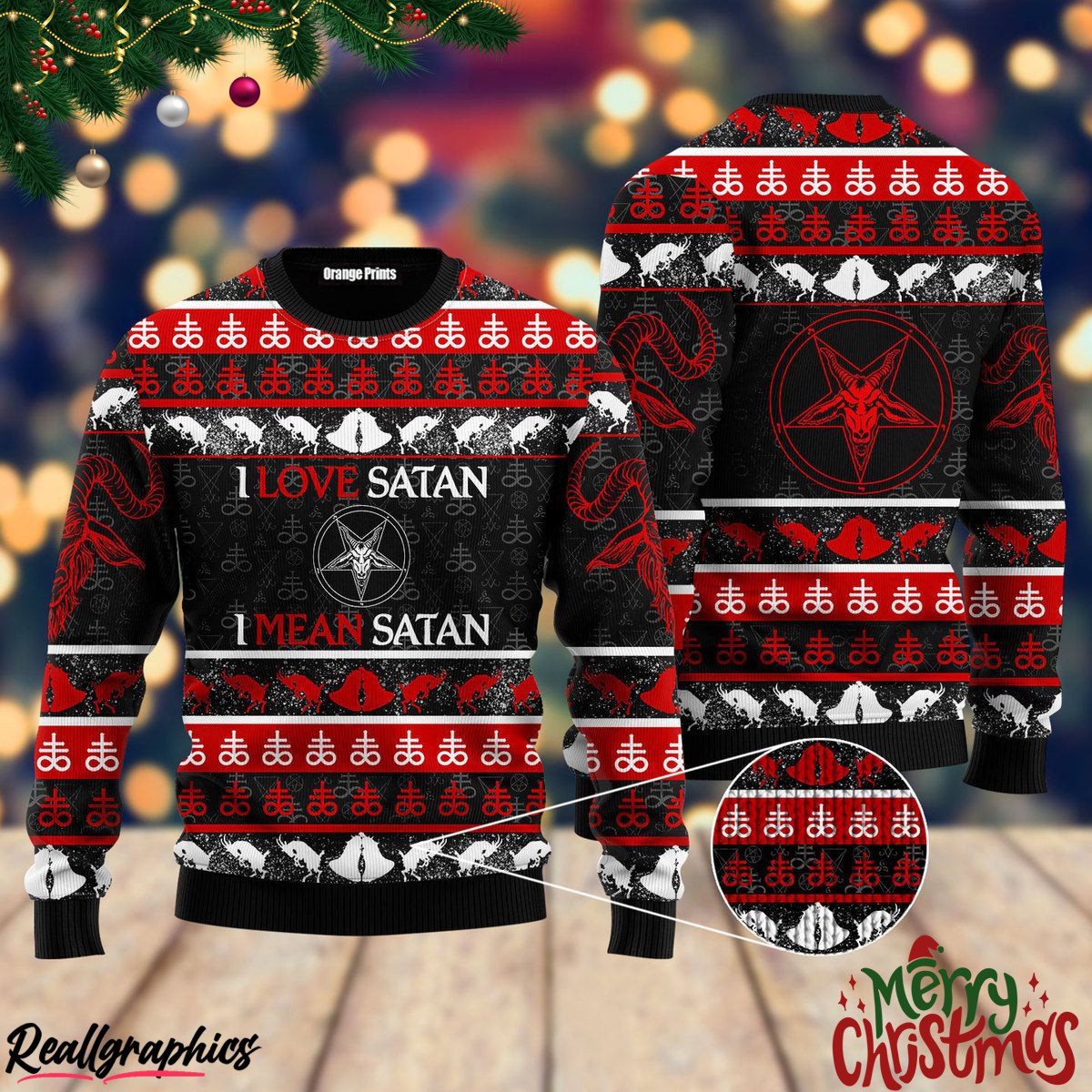 Satanic Tribal Red Christmas Ugly Sweatshirt, Sweater