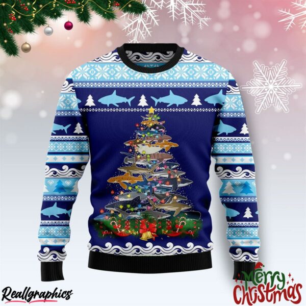 shark christmas tree christmas ugly sweatshirt sweater 1 lfiauz