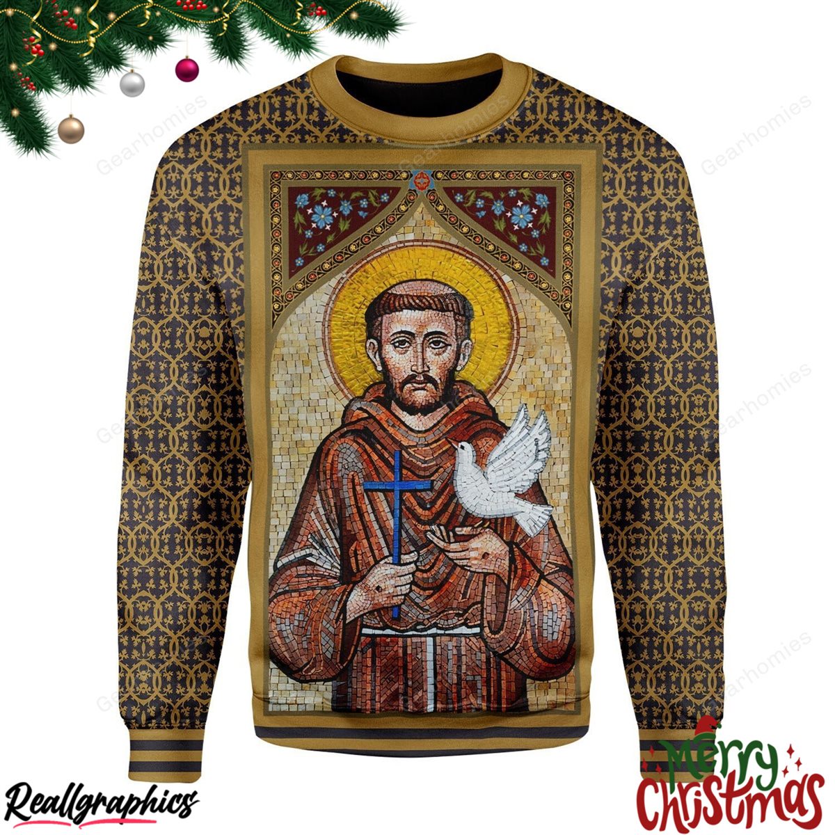 St Francis Of Assisi All Over Print Ugly Sweatshirt, Sweater