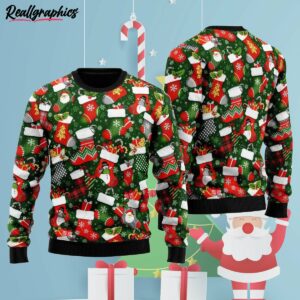 xmas stockings fabric on green ugly christmas sweater jyj5lj