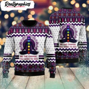 yoga be the change ugly christmas sweater xmas jumper holiday pullover rb1145 1 b0ehbr