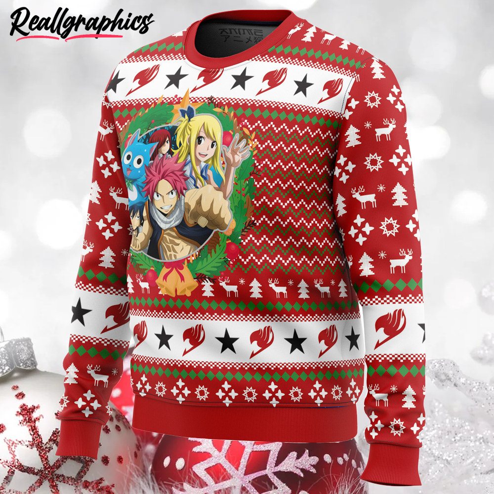 a christmas tail fairy tail ugly christmas sweater 2 BmA37