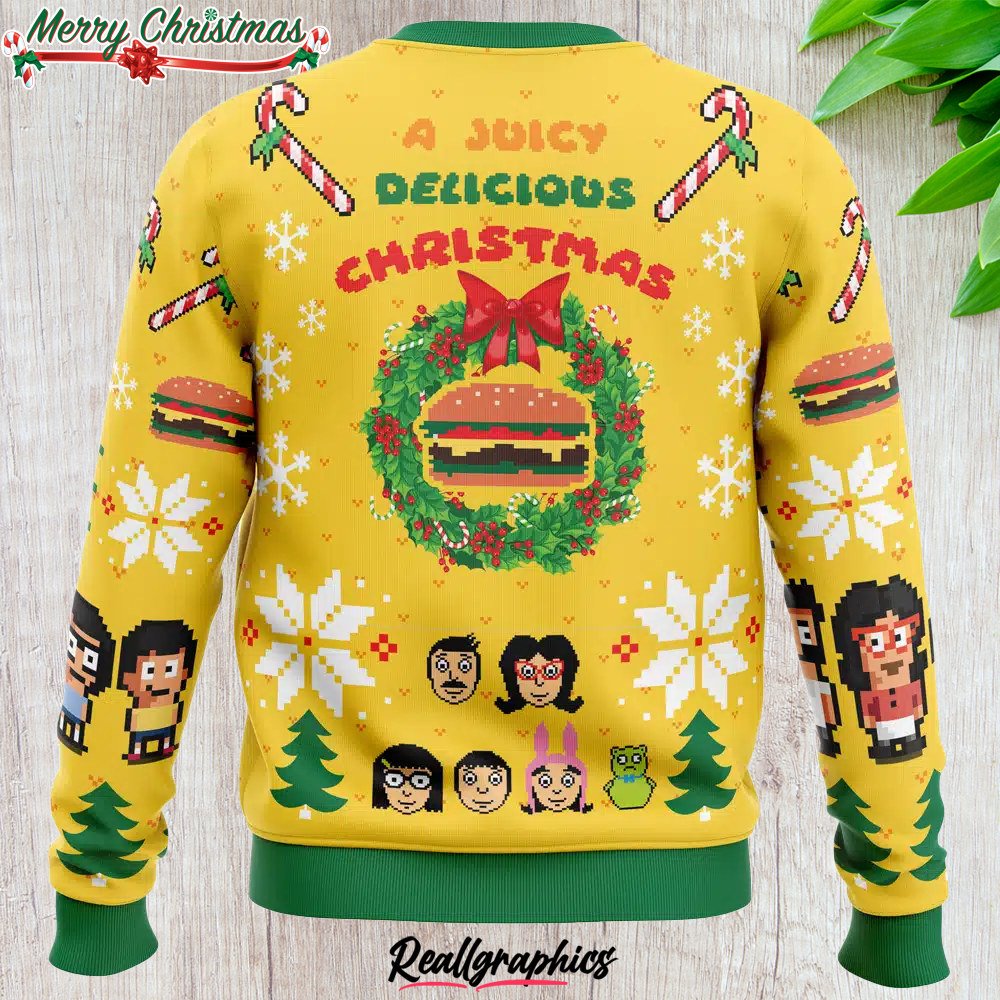 a juicy delicious christmas bobs burgers ugly christmas sweater 1 y2uw4n