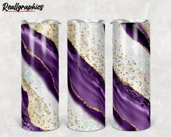 agate milky way purple and gold straight and warped design skinny tumbler lnpyfh