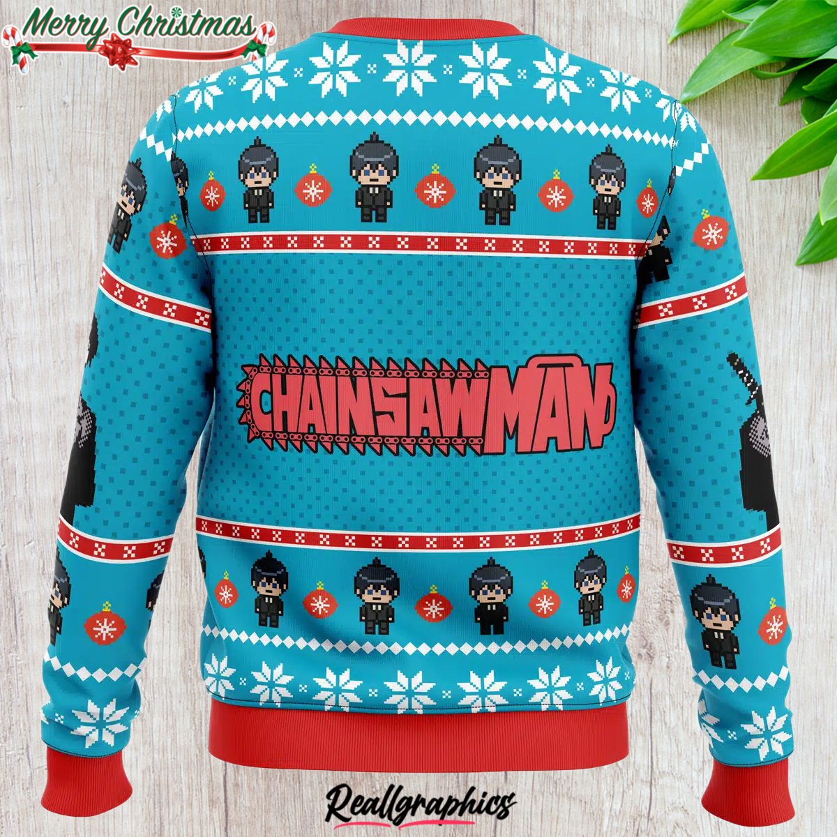 aki chainsaw man ugly christmas sweater 1 jegyvm