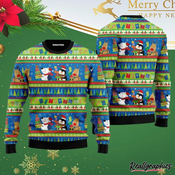 all i want for christmas is penguin ugly christmas sweater kxqbwk