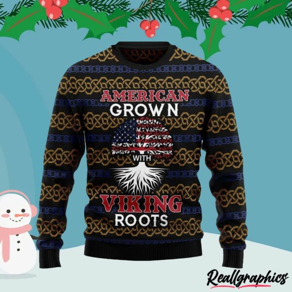 american grown with viking roots ugly christmas sweater g0pij2