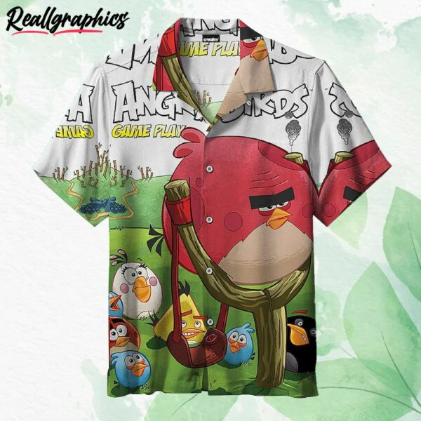 angry birds game play short sleeve button up shirt le1zhn