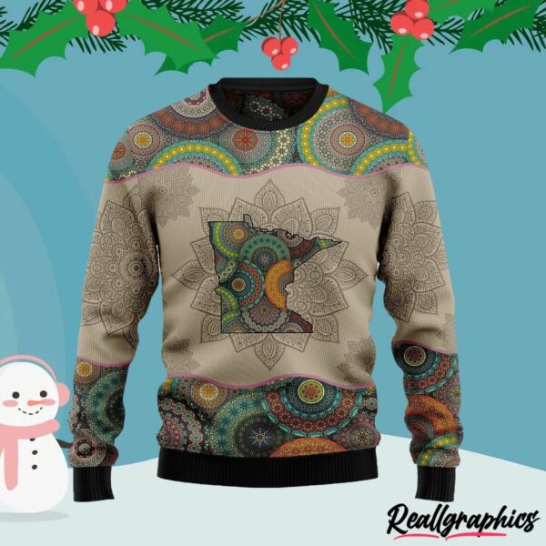 awesome minnesota mandala ugly christmas sweater ph9z83