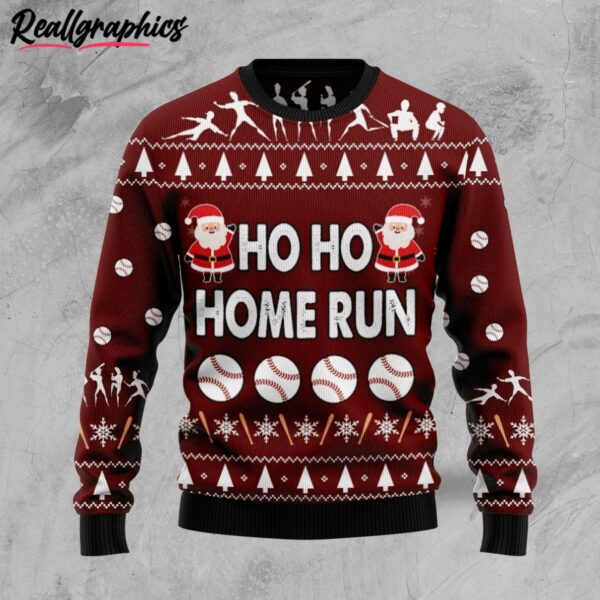 baseball hoho home run ugly christmas sweater vxcs31