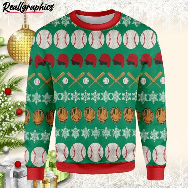 baseball santa claus ugly christmas sweater kw02il