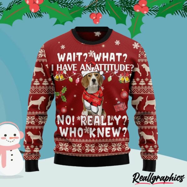 beagle attitude ugly christmas sweater gh3tx0