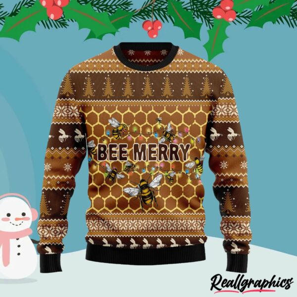 bee merry christmas ugly christmas sweater sweatshirt asjytd