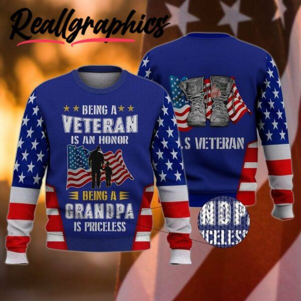 being a veteran is an honor ugly christmas sweater ys1a5s