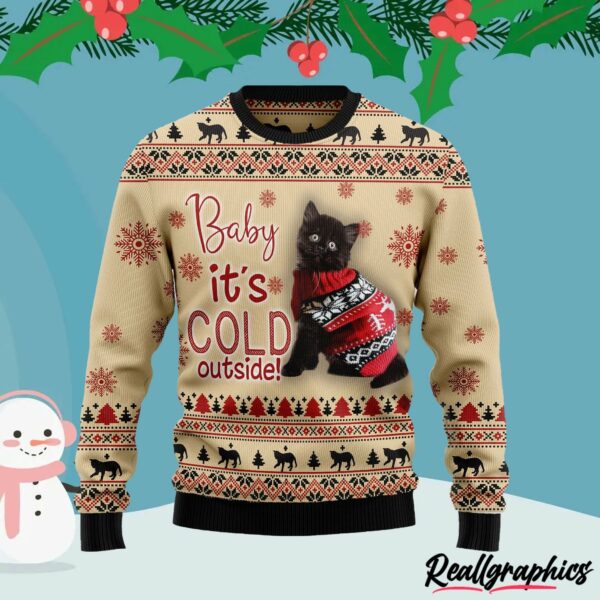 black cat baby ugly christmas sweater tosym4