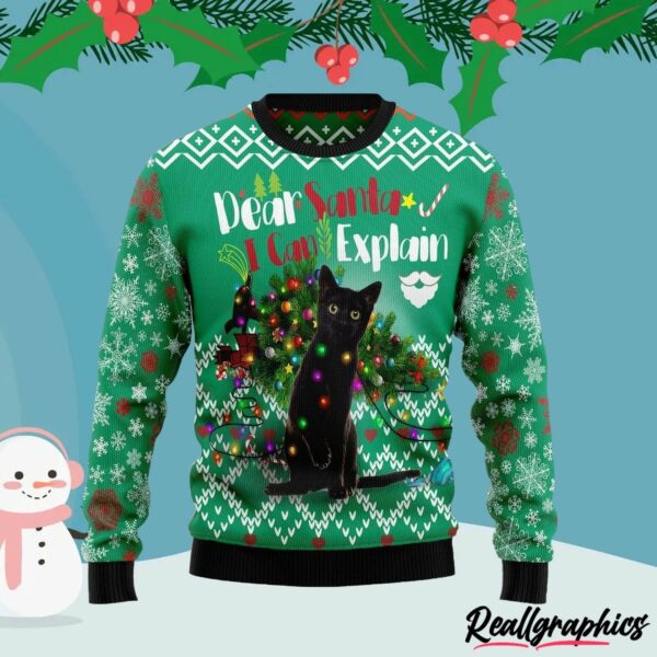 black cat i can explain ugly christmas sweater a3potm