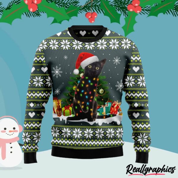 black cat merry and bright ugly christmas sweater eb0cwh