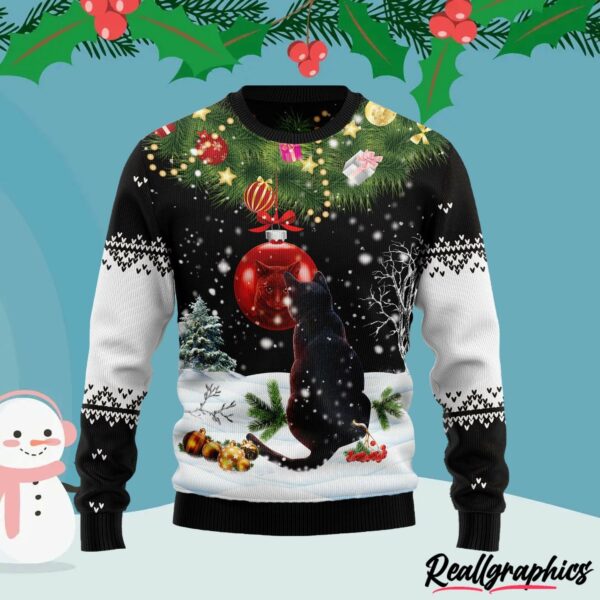 black cat mirror ugly christmas sweater x3y9ed