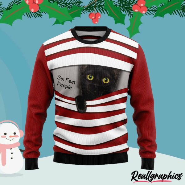 black cat six feet ugly christmas sweater ujxqgd