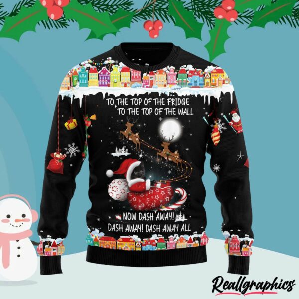 black cat sleigh christmas ugly christmas sweater bzpbxn