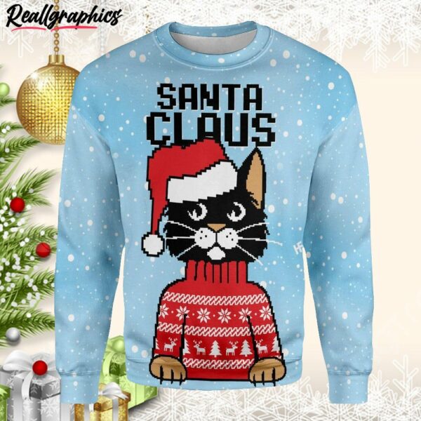 christmas santa claus cat ugly christmas sweater jyax6z
