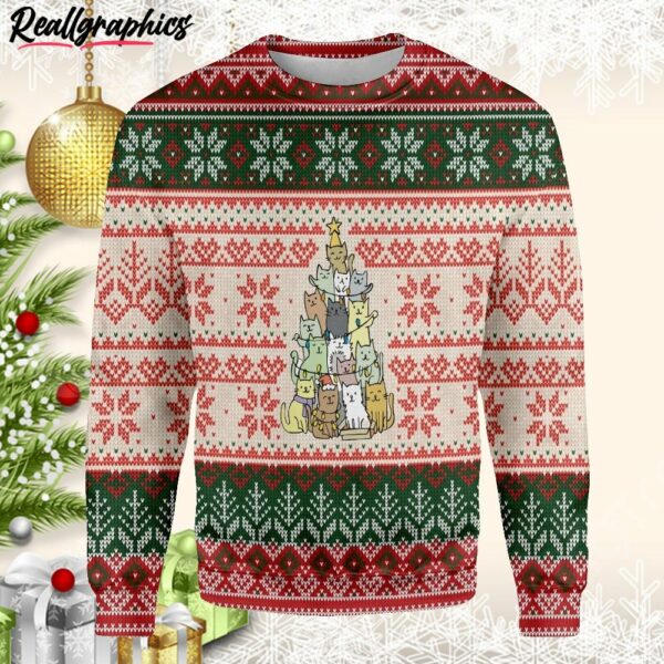 christmas tree made by cats ugly christmas sweater llpayx