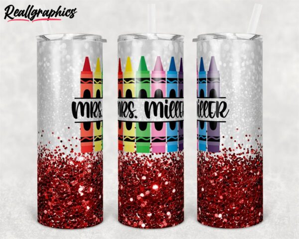 crayon colors red glitter teacher tumbler swgypp