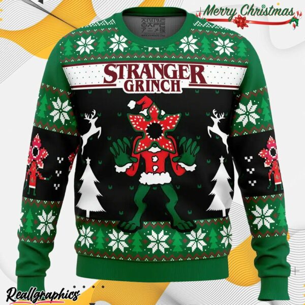 demogorgon stranger grinch stranger things ugly christmas sweater p0zcnd