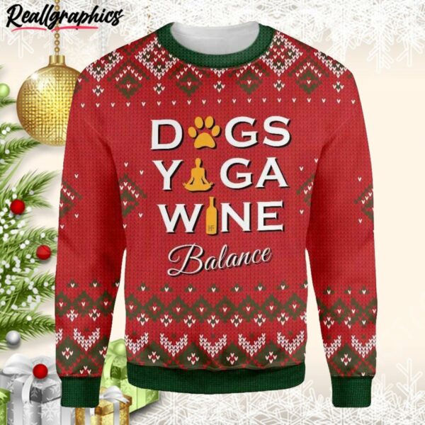 dogs yoga wine ugly christmas sweater ya5obh