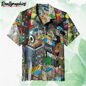 explore the pixel style new york times square short sleeve button up shirt vxkgfw