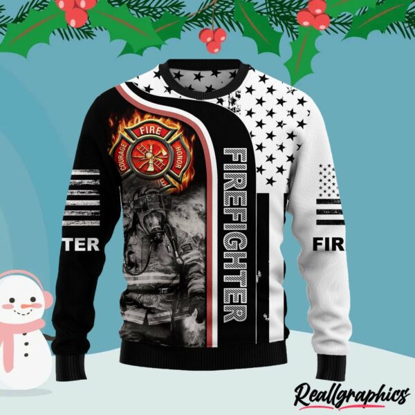 firefighter ugly christmas sweater sweatshirt onu47w