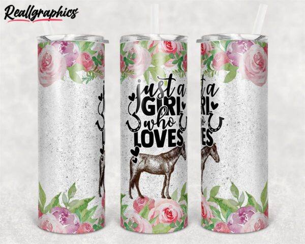 floral just a girl who loves horses straight and warped design skinny tumbler aemukr