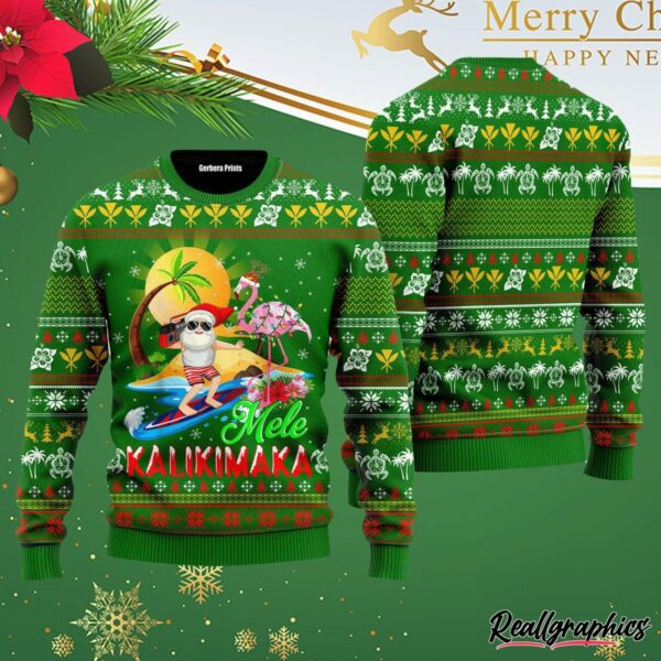 funny hawaii santa mele kalikimaka ugly christmas sweater hffrlg