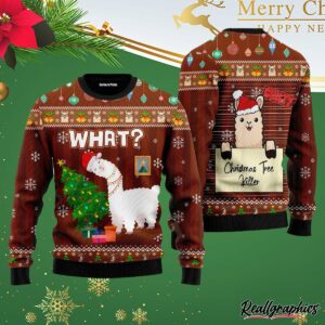 funny llama destroys christmas tree ugly christmas sweater eayxin