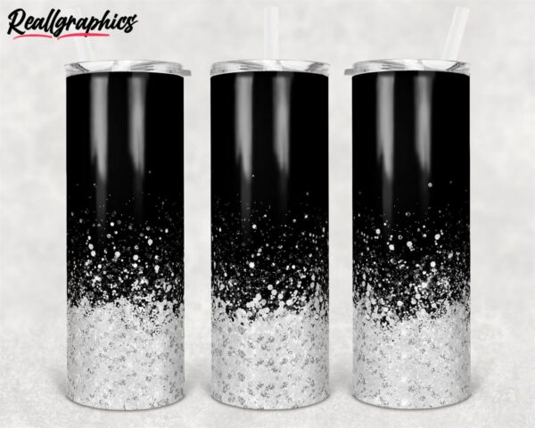 glitter black holographic white straight and warped design skinny tumbler uiuuvi