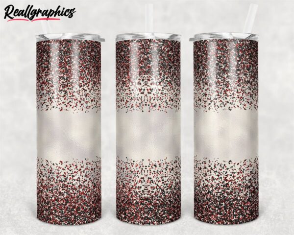 glitter confetti black red straight and warped design skinny tumbler eynf1v