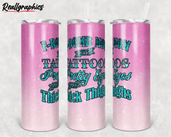 glitter ombre pink f bomb tattoos straight and warped design skinny tumbler wjgkpg