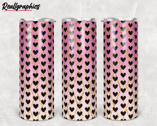 glitter ombre pink heart straight and warped design skinny tumbler x1lhuj