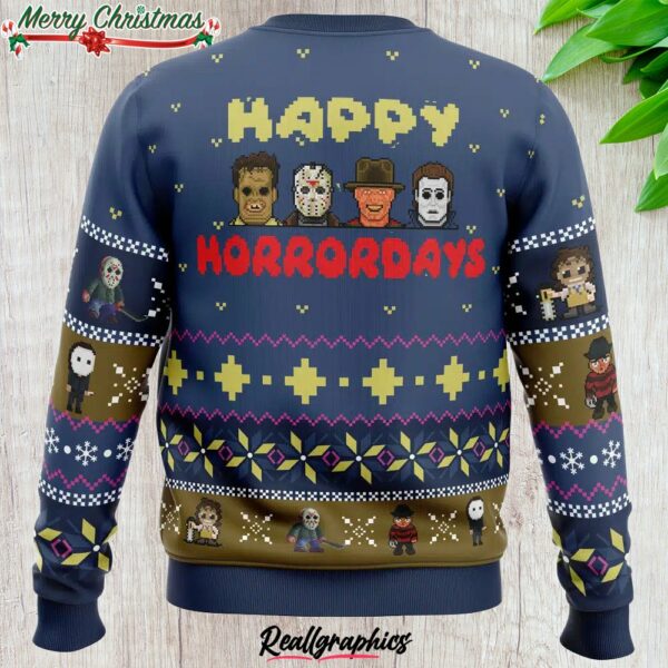 happy horrordays halloween ugly christmas sweater 1 fz5gcc
