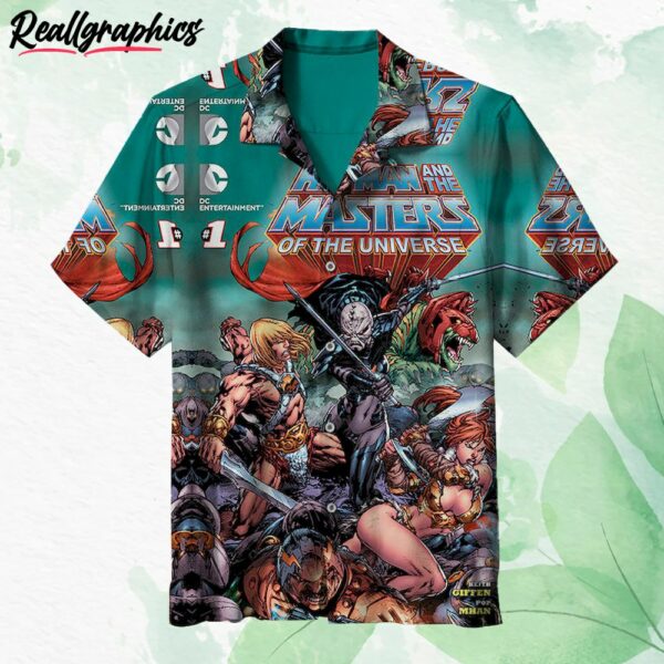 human and the masters of the universe short sleeve button up shirt khehbk