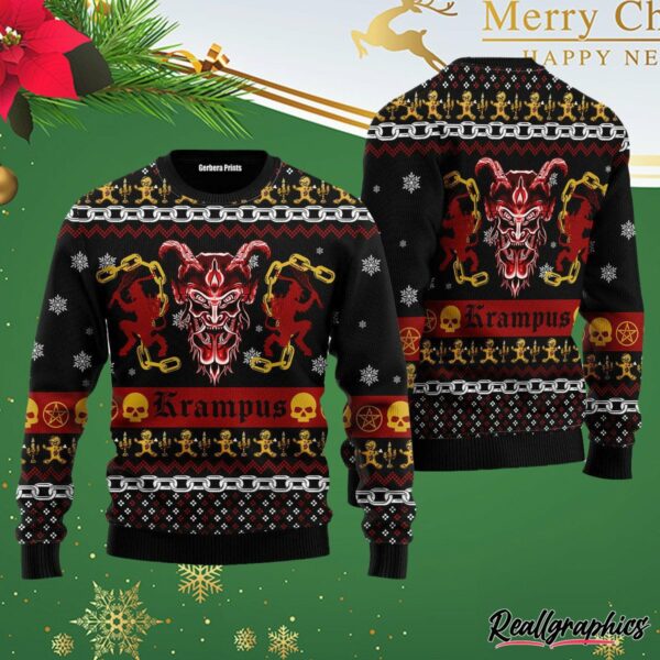 krampus horror ugly christmas sweater chwexj
