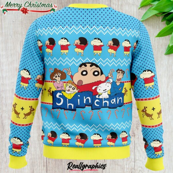 naughty shinnosuke crayon shin chan ugly christmas sweater 1 v2vocb