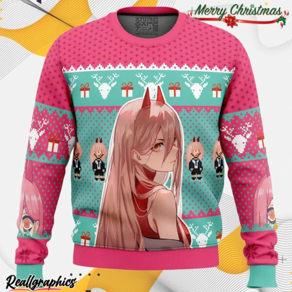 power chainsaw man ugly christmas sweater fuhoij