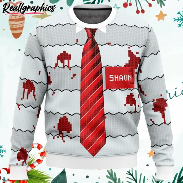 shaun of the dead ugly christmas sweater 86iyj