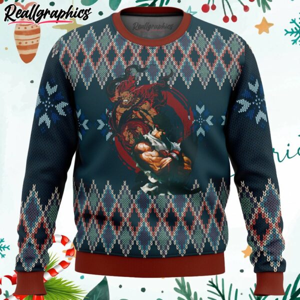 street fighter ryu and akuma ugly christmas sweater 2pzf4
