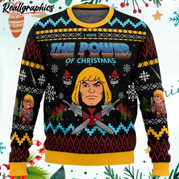the good power of christmas he man ugly christmas sweater zifey