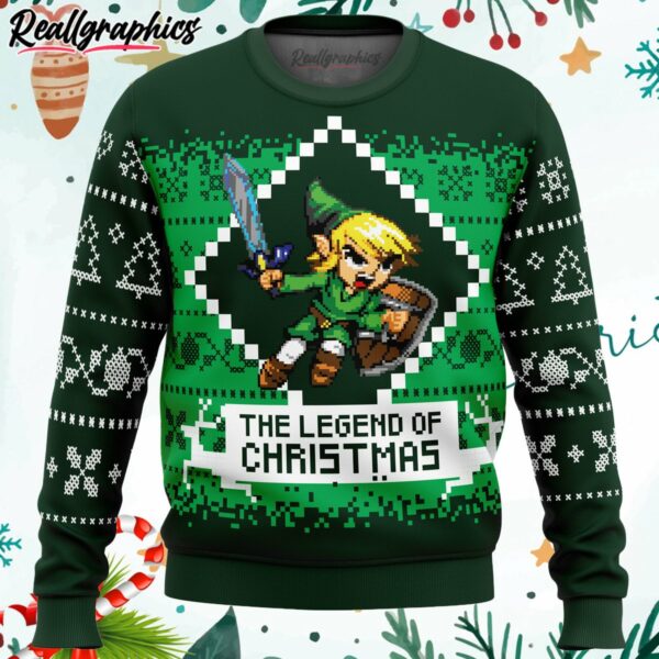 the legend of christmas zelda ugly christmas sweater qgtce