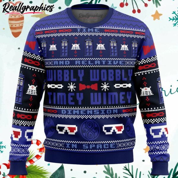 timey wimey doctor who ugly christmas sweater tnwch